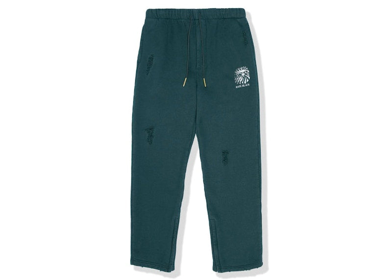 BAPE BLACK Label Distressed Sweat Pants Green