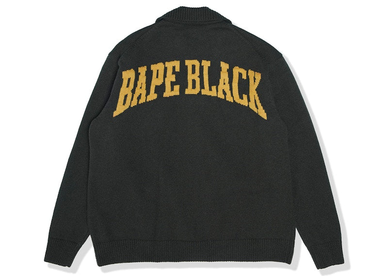 BAPE BLACK Logo Cardigan Sweater Green