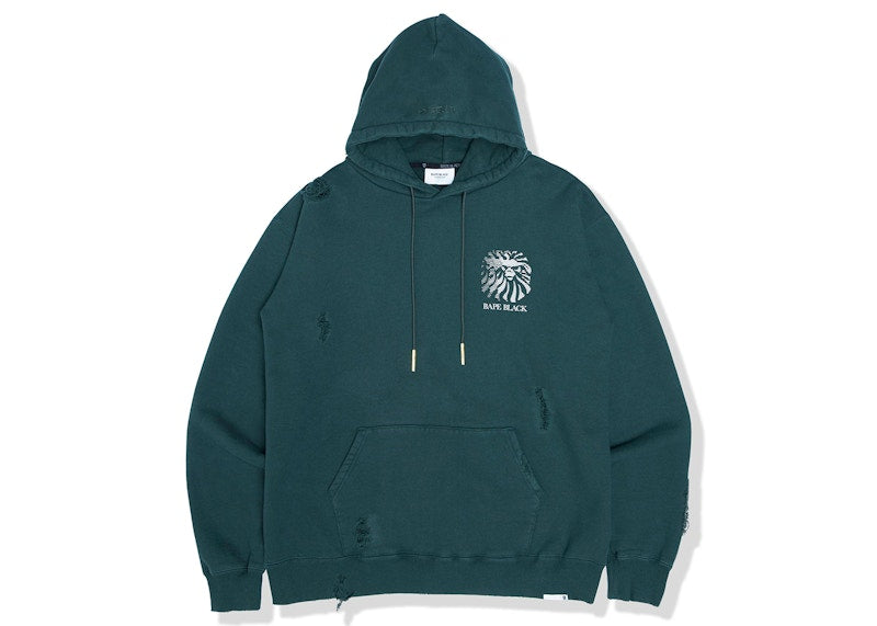 BAPE BLACK Logo Distressed Hoodie Green