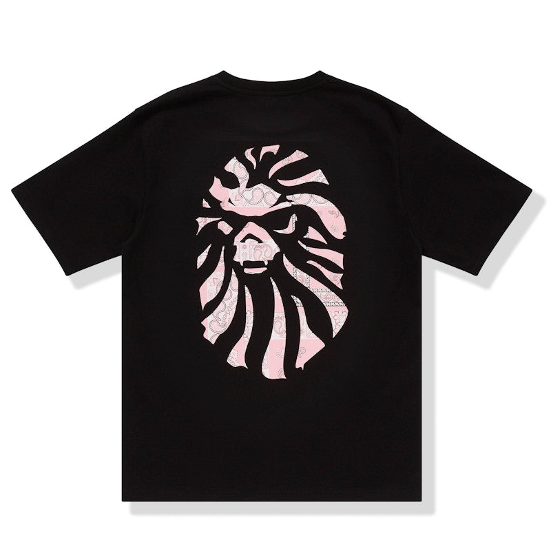 BAPE BLACK Paisley Ape Head Pocket Tee Black Pink