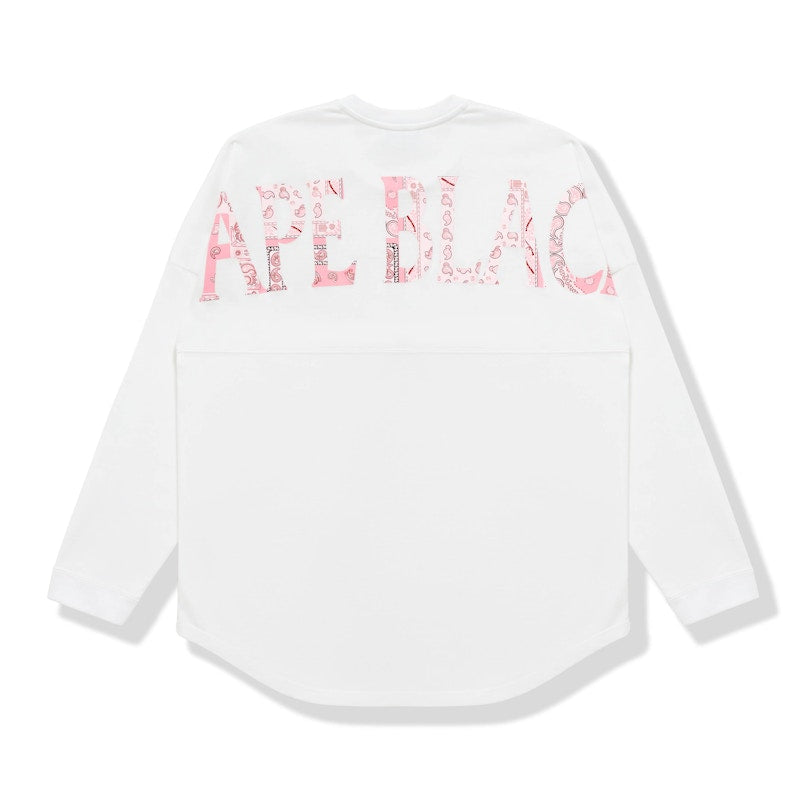 BAPE BLACK Paisley Logo L/S Tee White Pink