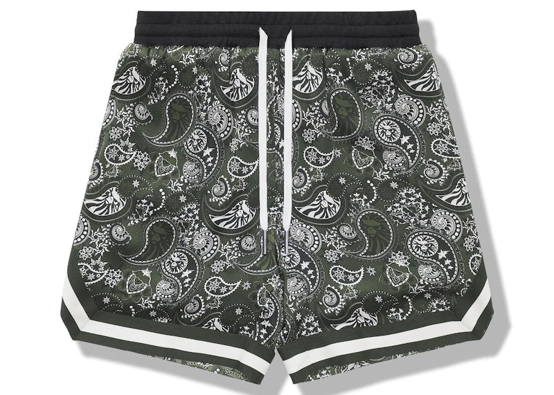 BAPE BLACK Silk Basketball Shorts Olivedrab