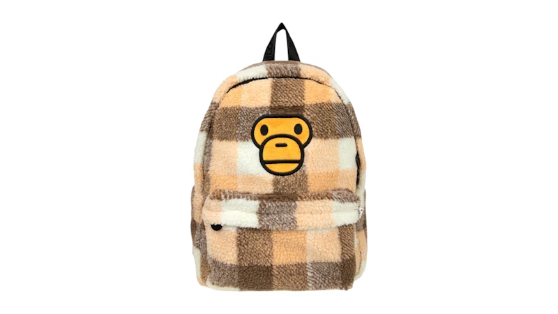 BAPE Baby Milo Sherpa Fur Medium Backpack Cracker Khaki
