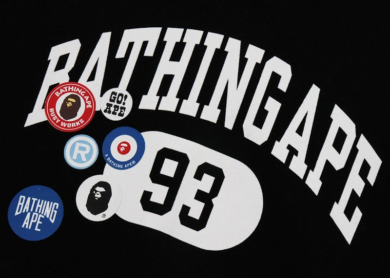 BAPE Badge Motif Loose Fit Pullover Hoodie Black