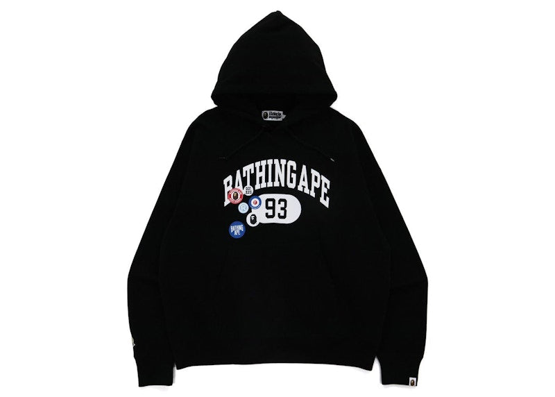 BAPE Badge Motif Loose Fit Pullover Hoodie Black
