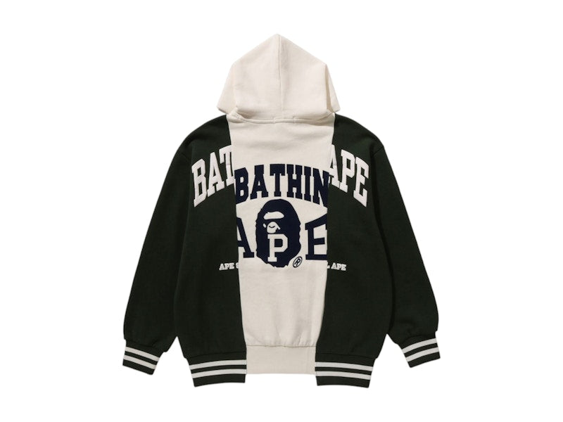 BAPE Badges Color Blocking Pullover Hoodie Ivory