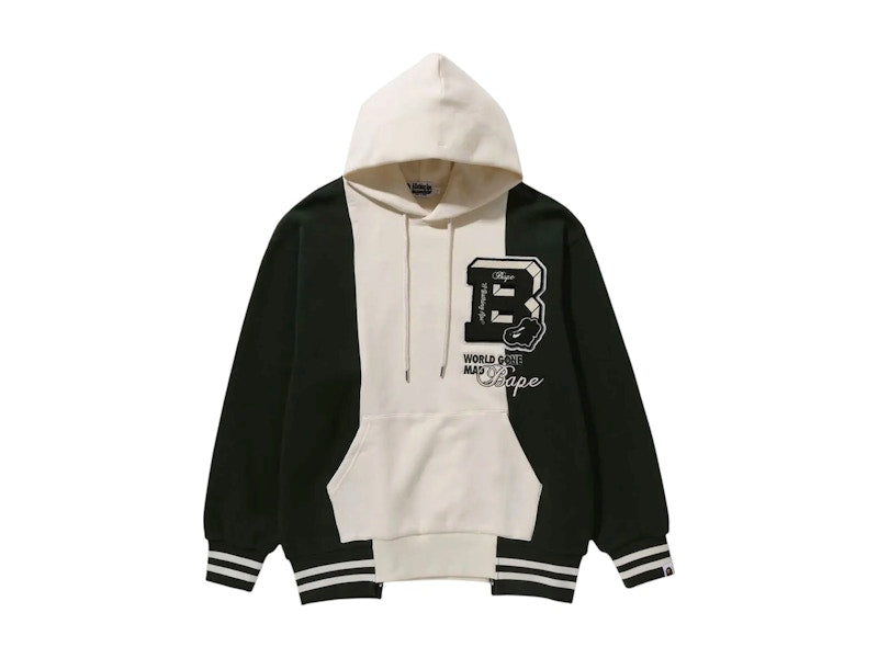 BAPE Badges Color Blocking Pullover Hoodie Ivory