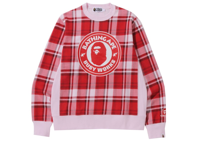BAPE Bape Check Gift Busy Works Crewneck Red