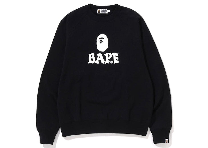 BAPE Bape Front Logo Relaxed Fit Crewneck Black