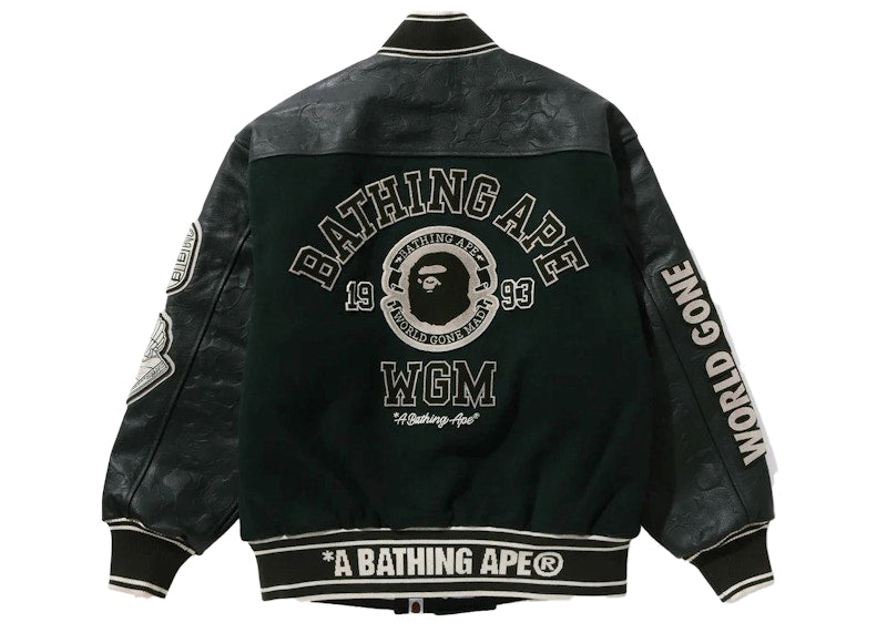 BAPE Bape Patch Varsity Jacket Green
