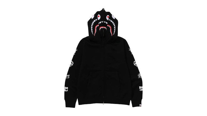 BAPE Bape Us Double Shark Full Zip Hoodie Black