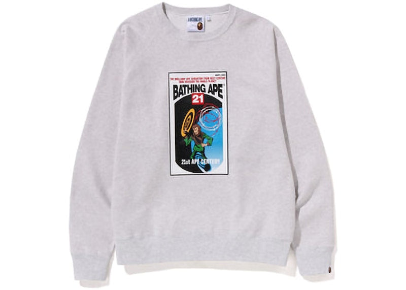 BAPE Bathing Ape Graphic Relaxed Fit Crewneck Grey
