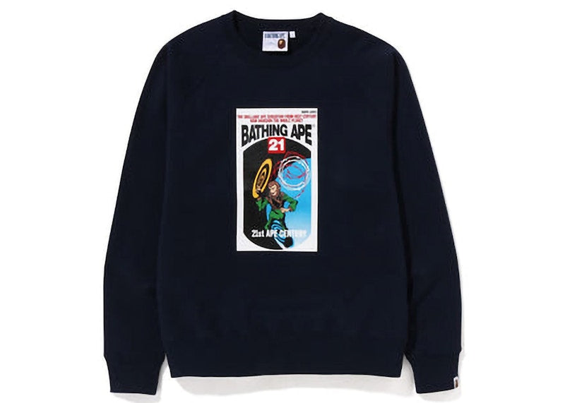 BAPE Bathing Ape Graphic Relaxed Fit Crewneck Navy