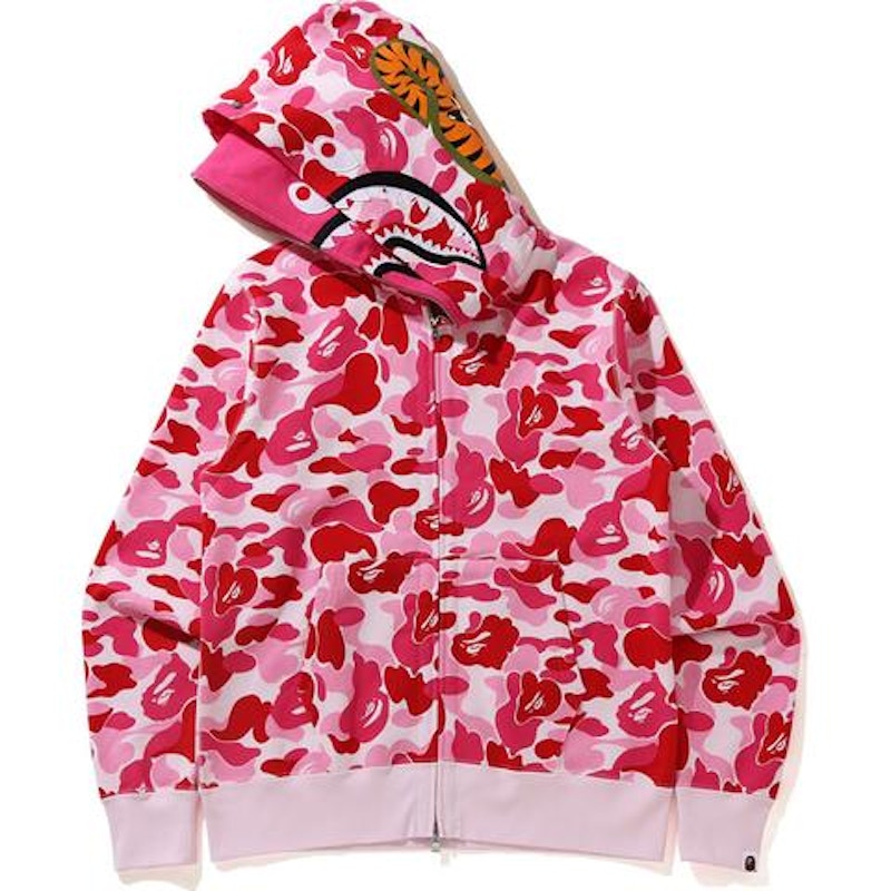 BAPE Big ABC Camo Shark Wide Full Zip Double Hoodie Pink