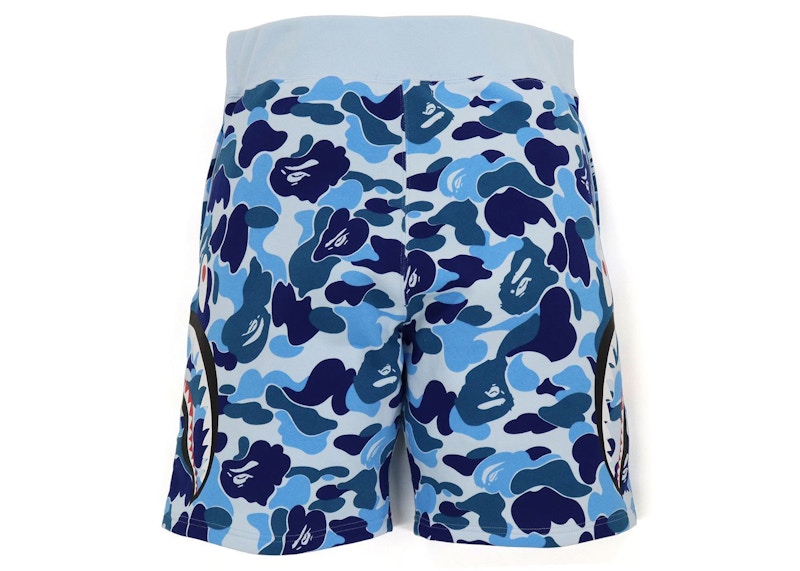 BAPE Big ABC Camo Side Shark Sweat Shorts Blue