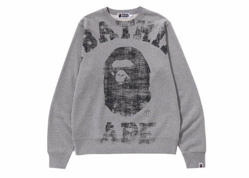 BAPE Big College Crewneck Gray