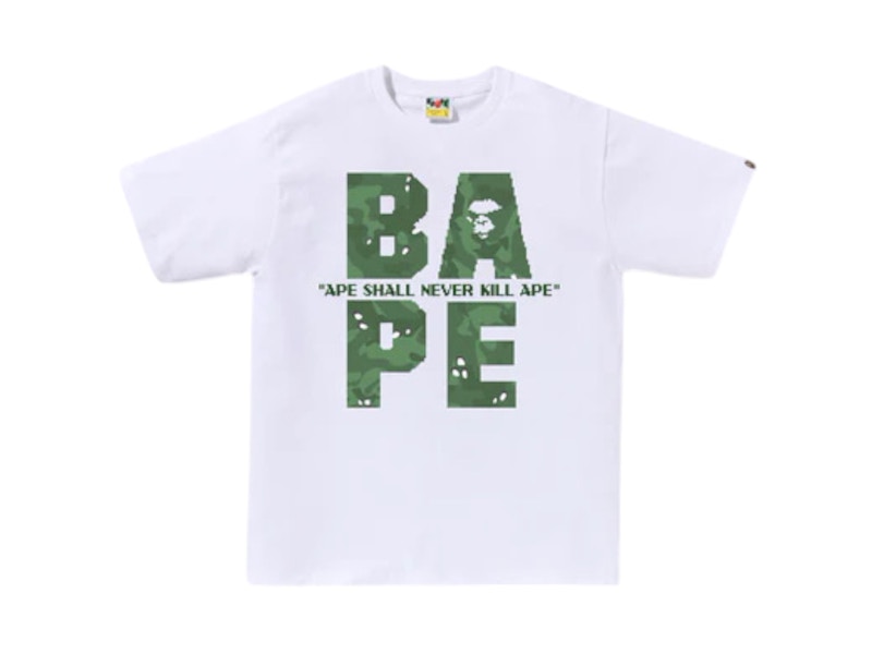 BAPE Bitmap Logo Tee White