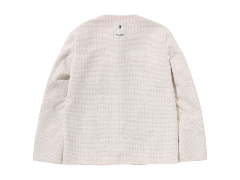 BAPE Black Collarless Ornaments Tweed III Coat Ivory