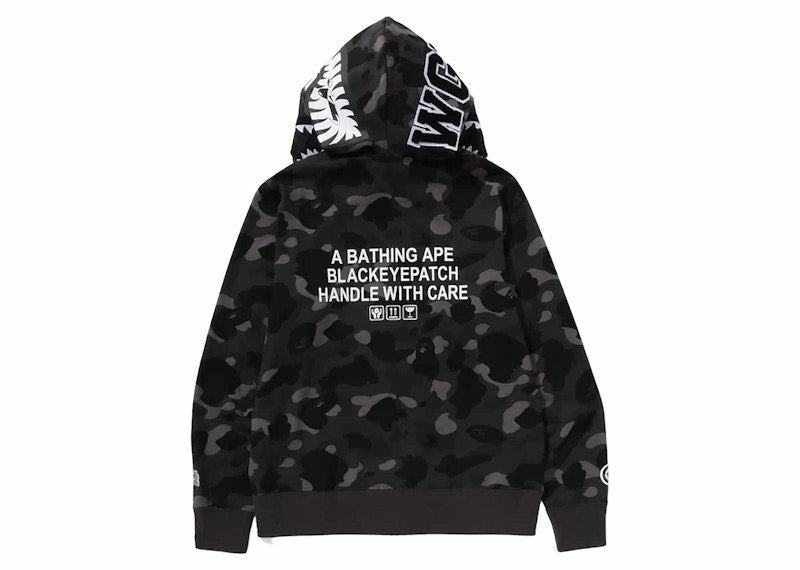 BAPE Black Eye Patch Color Camo Shark Full Zip Hoodie Black