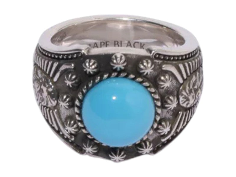 BAPE Black Navajo Turquoise Ring Silver