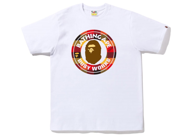 BAPE Block Check Busy Works Tee (FW22) White Red