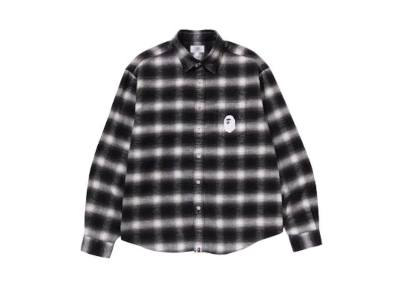 BAPE Block Check Relaxed Fit Shirt Gray
