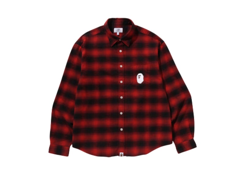 BAPE Block Check Relaxed Fit Shirt Red