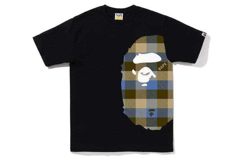 BAPE Block Check Side Big Ape Head Tee (FW22) Black Beige