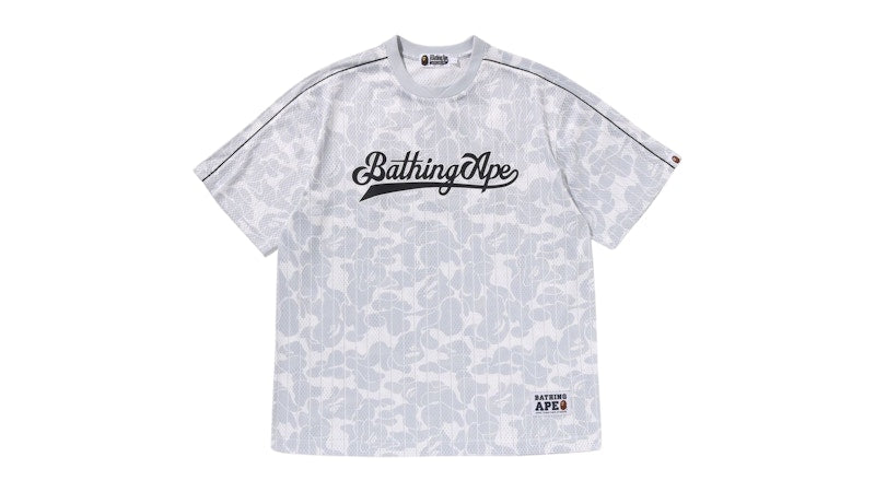 BAPE Camo Stripe Baseball Logo Relaxed Fit Tee Gray