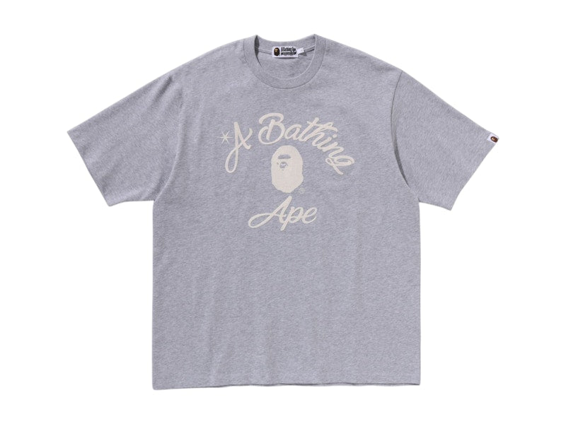 BAPE Chain Stitch College Relaxed Fit Tee Grey