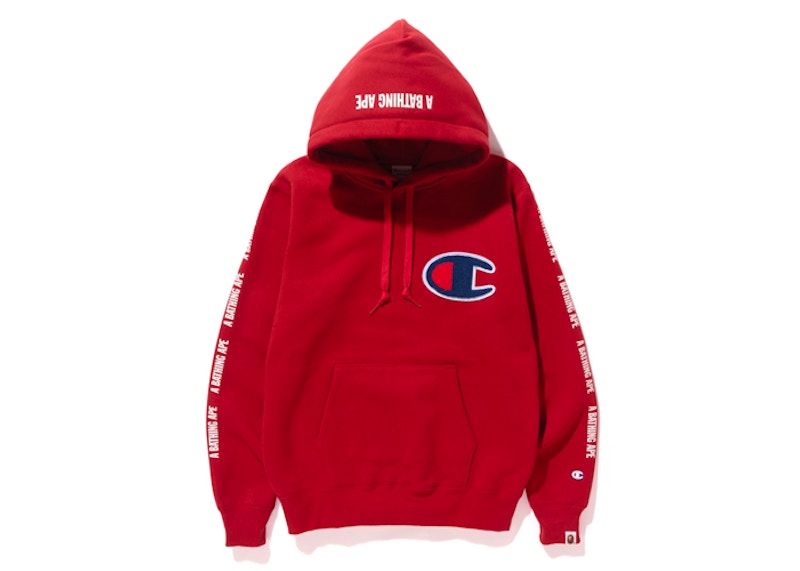 BAPE Champion Hoodie Red