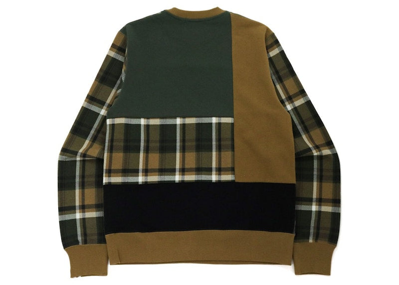 BAPE Check Ape Head Crewneck Olivedrab