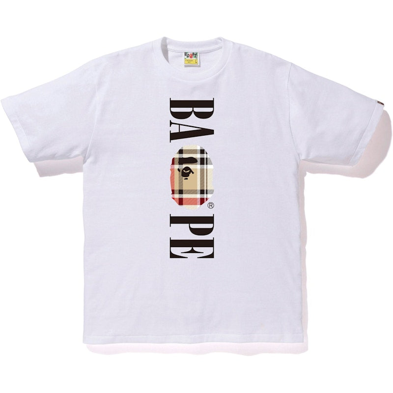 BAPE Check BAPE Logo Tee White/Beige