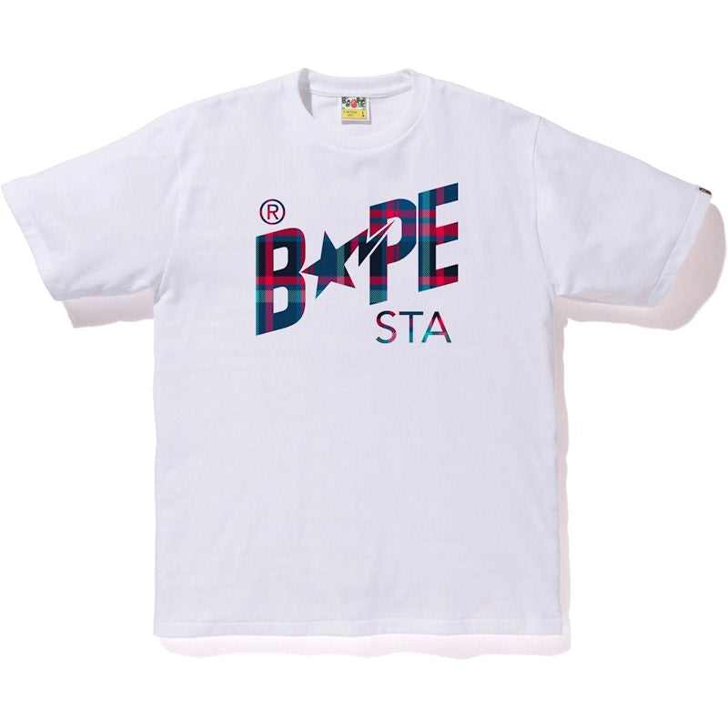 BAPE Check Bapesta Tee White/Navy