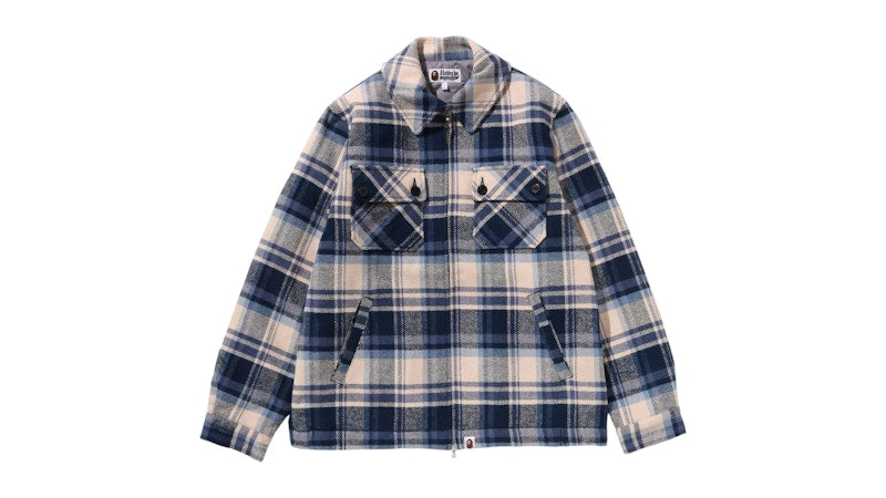 BAPE Check CPO Zip Jacket Navy
