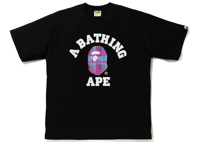 BAPE Check College Relaxed Fit Tee Black/Purple