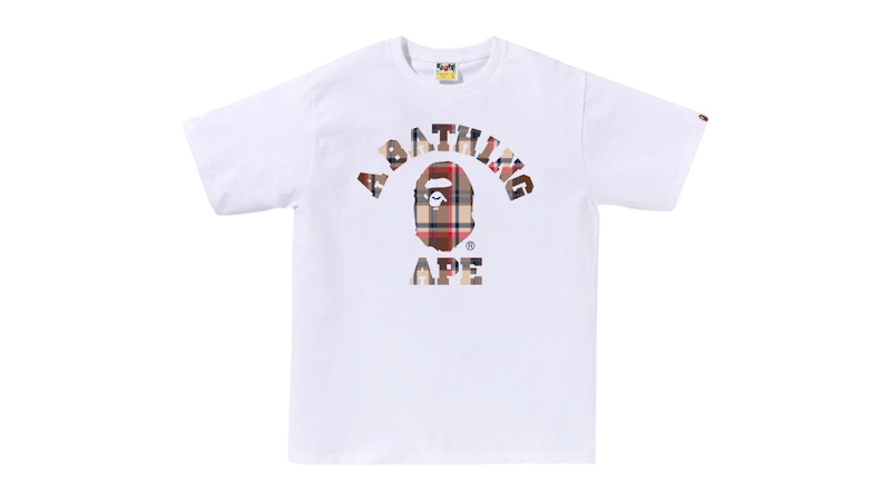 BAPE Check College Tee (FW25) White/Red