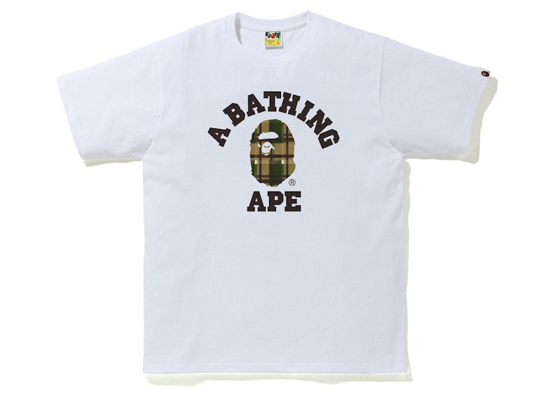 BAPE Check College Tee (FW21) White/Green