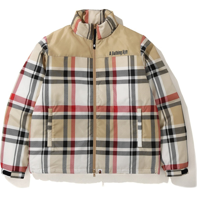 BAPE Check Down Jacket Beige