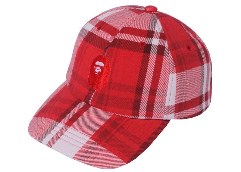 BAPE Check Gift Ape Head Cap Red