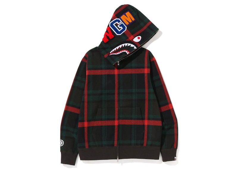 BAPE Check Shark Full Zip Hoodie (SS23) Green