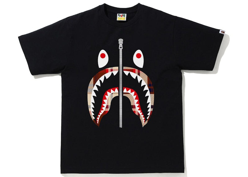 BAPE Check Shark Tee Black/Red