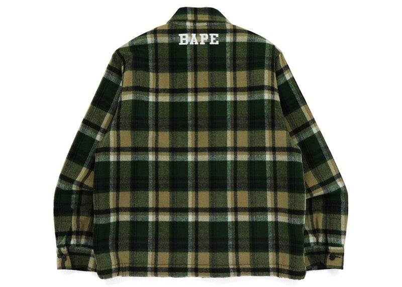 BAPE Check Zip CPO Jacket Olivedrab