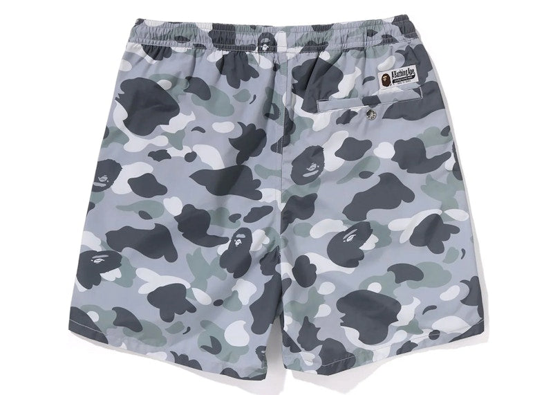 BAPE City Camo Ape Head One Point Beach Shorts Gray