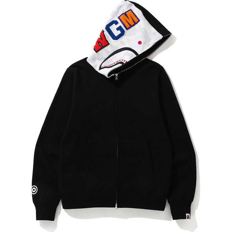 BAPE City Camo Side Shark Full Zip Hoodie Black