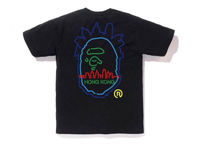 BAPE City Hong Kong Outline Tee Black