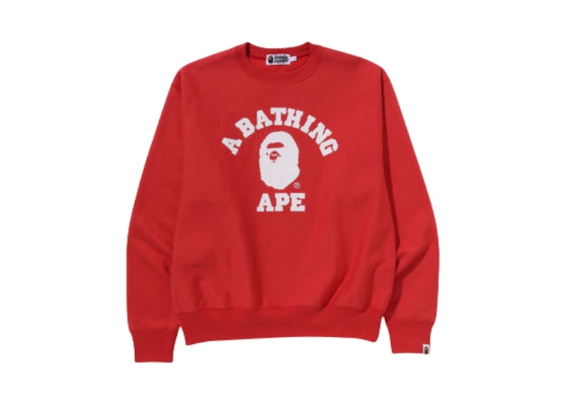 BAPE Classic College Crewneck Sweatshirt Red