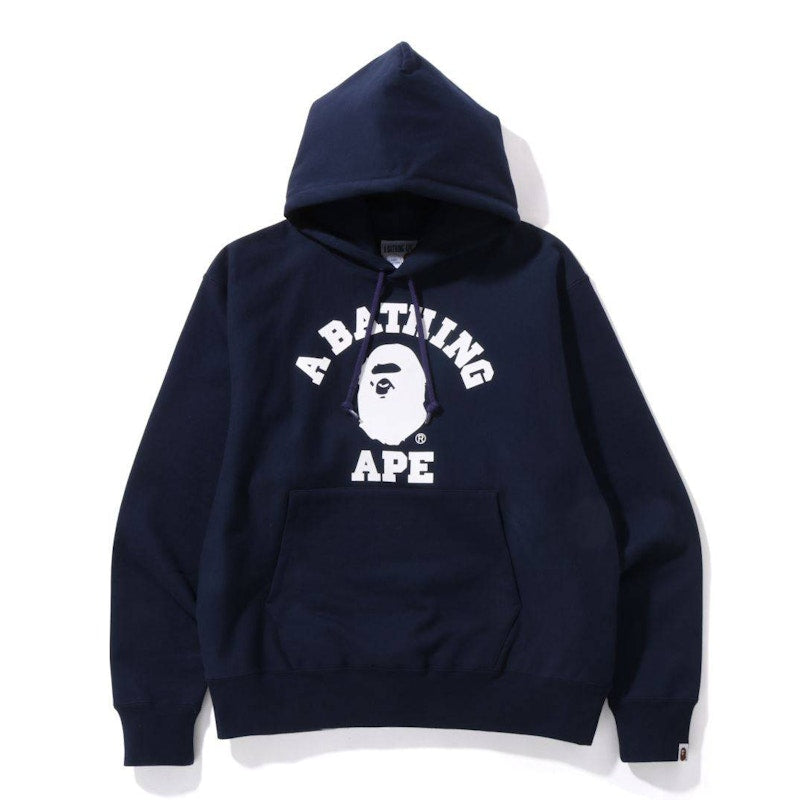 BAPE Classic College Relaxed Fit Pullover Hoodie Navy