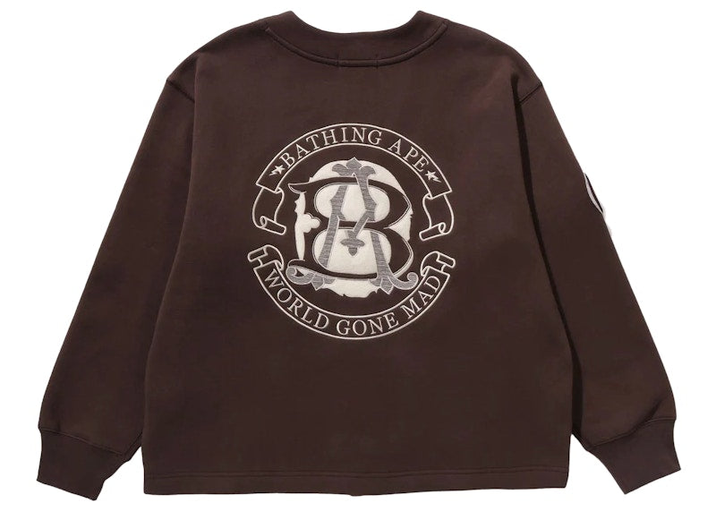 BAPE College Badges Sweat Cardigan Brown