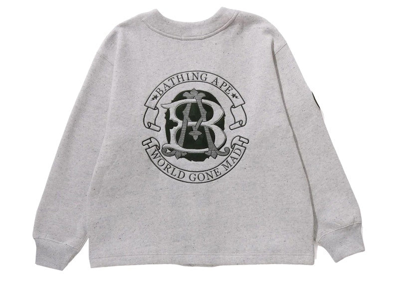 BAPE College Badges Sweat Cardigan Gray